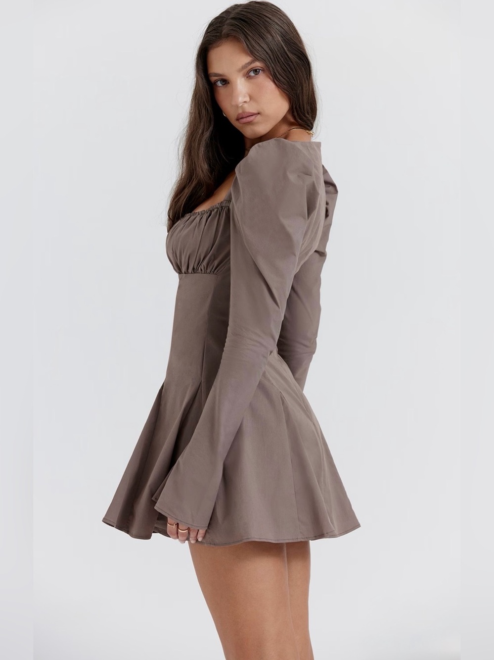🇺🇸FIRM PRICE🇺🇸 House of CB CARLINA Mocha Long Sleeve Mini Dress - Picture 4 of 16